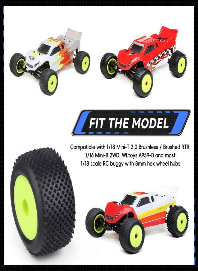 AllinRC Preglued 1/18 Off-Road Wheels and Tires 8mm Hex for Losi Mini-T 2.0 Brushless Stadium Truck High Traction - Image 5
